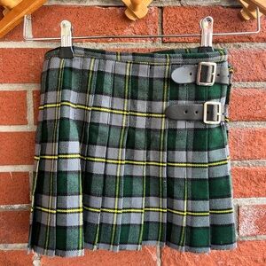 Kids' Green Plaid Tartan Pleated Skirt with Hardware Patrick Knits Woolen Compan